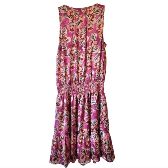 Evereve Women's Magenta Floral Smocked Waist Dress Size XS - Picture 2 of 8